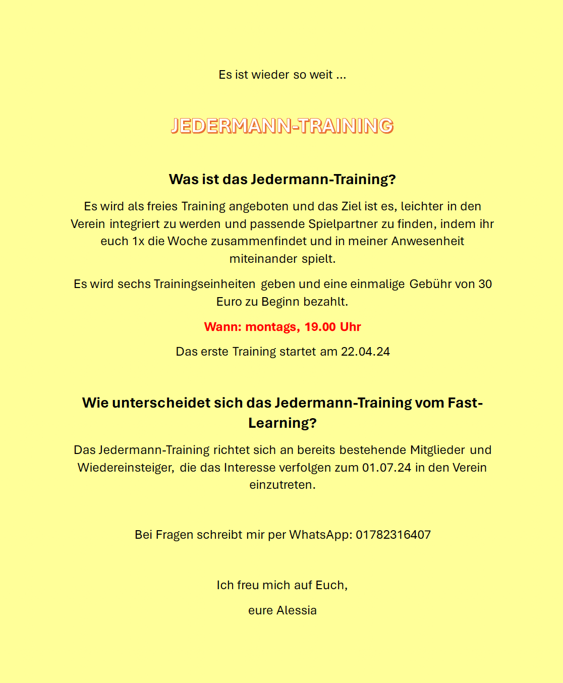 Bild zu: Jedermann-Training TCRK